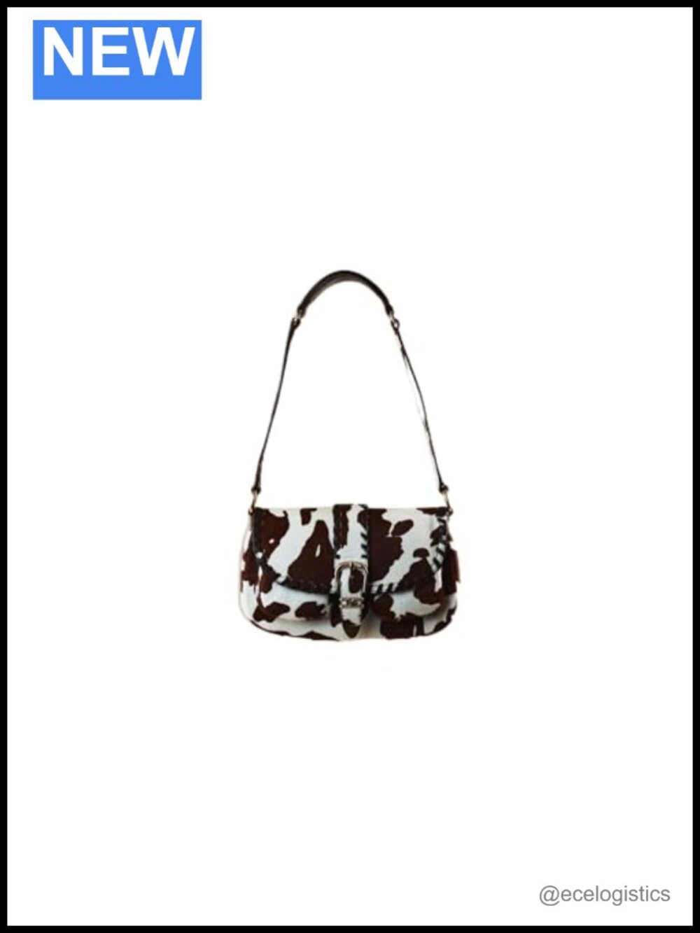 Leather Shoulder Satchel Bag with Whipstitch SE Logo